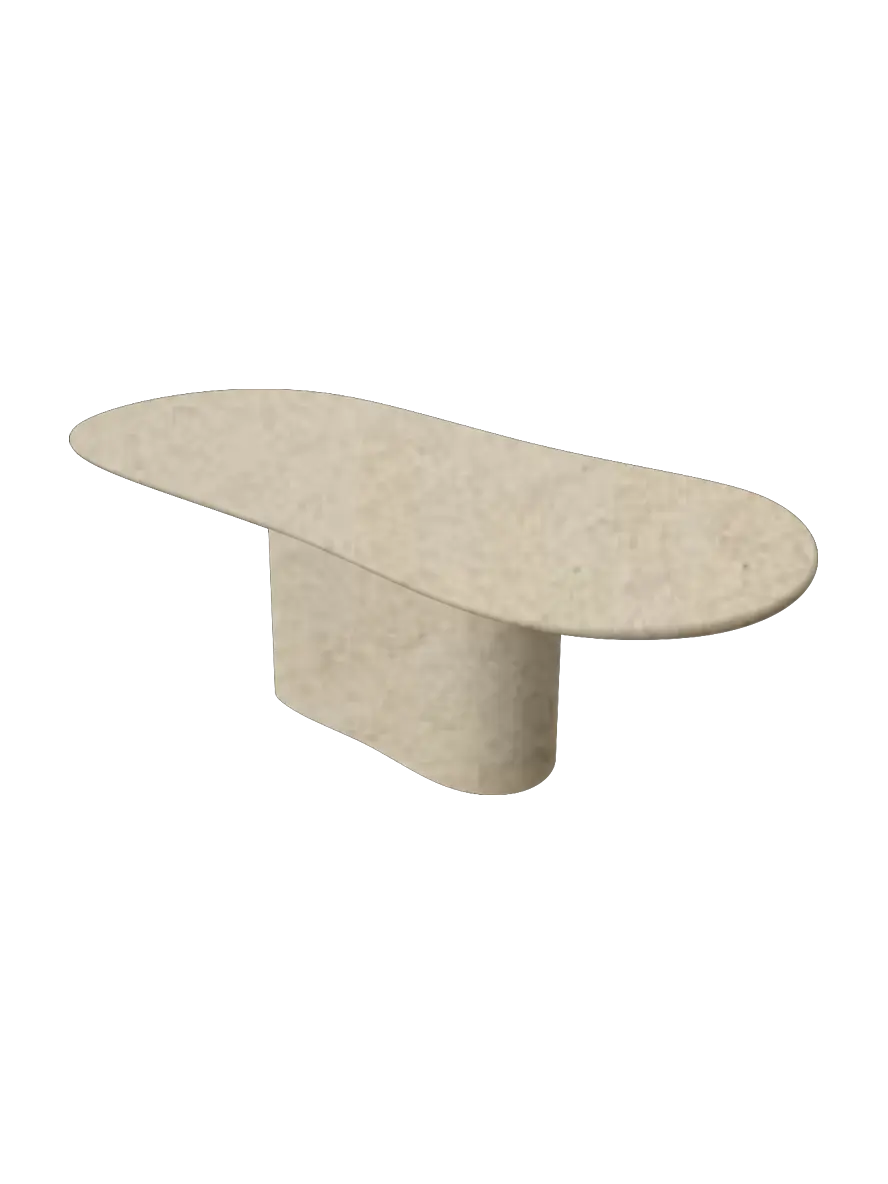 Vue latérale — table à manger Mortex® Nuage pied central fabriquée en Belgique