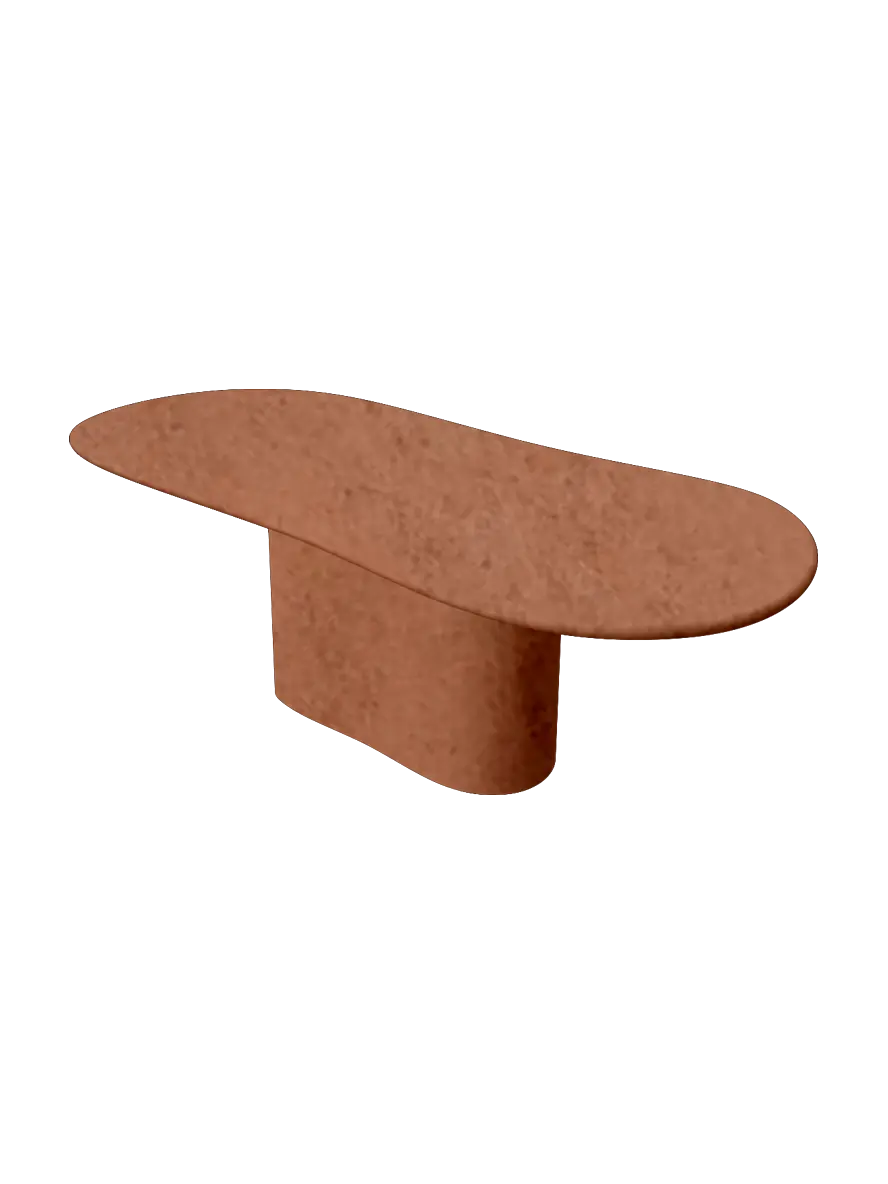Finition naturelle béton ciré — table à manger Nuage pied central artisanale